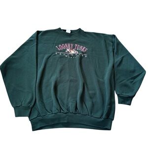 Vintage Looney Tunes Taz Crewneck Sweater Green Adult Size XL
